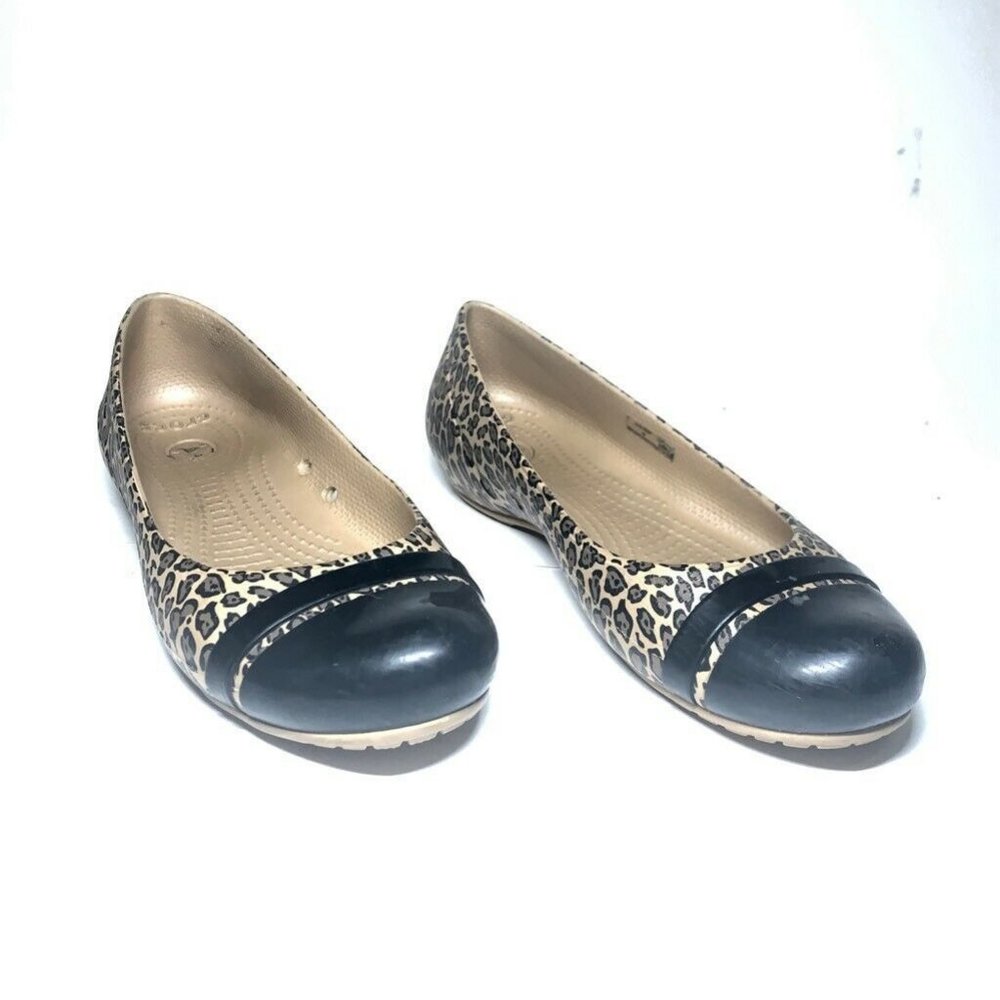 Crocs Womens Cap Toe Ballet Flats Gold Black Anima
